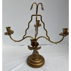 Vintage Tabletop Brass 15" Tall 4 Candle Holder with Heavy Base